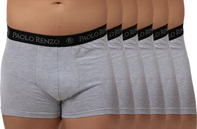 Produktbild von Paolo Renzo Boxershorts Herren Hipster 6er Pack - Weiche Baumwolle - Größe M - Dunkelgrau