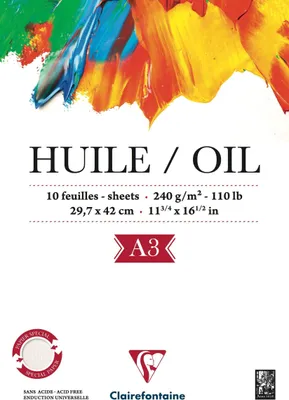 Produktbild von Clairefontaine 5x Block A3, 1-seitig verleimt Ölpapier HUILE, 10 Bl, 240g 96316C