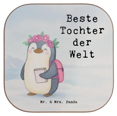 Produktbild von Mr. & Mrs. Panda Untersetzer für Gläser Pinguin Beste Tochter der Welt Design - Weiß - Geschenk, Mutter, gläseruntersetzer, Coaster, Töchter, Glas, Geburt, Familie