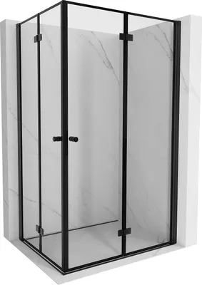 Obrázok produktu pre Skladací sprchový kút Mexen Mist-F Duo 75 x 90 cm, čierny rám, čierny - 8A6-075L-090P-70-70