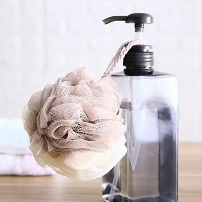Produktbild von 4 Stück Körper-Badeschwämme, Badeknäuel und Duschschwämme mit Massageschwamm und 4 selbstklebenden Haken