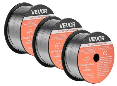 Produktbild von VEVOR Flux Core MIG-Schweißdraht, E71T-11 0,03-Zoll 2 LBS, gasloser Schweißdraht aus niedriglegiertem Stahl mit geringem Spritzer für alle Positionen des Lichtbogenschweißens, selbstabschirmend für den Außeneinsatz, 0.035 Zoll-b, 3 Rollen