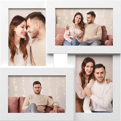 Zdjęcie produktu dla Galeria na 4 zdjęcia, 10 x 15 cm, do montażu na ścianie, z szklaną płytą, biała