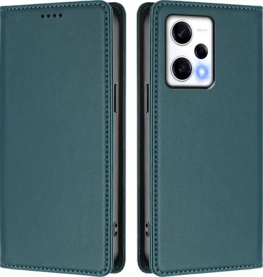 Image de Étui en cuir pour Xiaomi Poco X5 Pro/Redmi Note 12 Pro 5G, étui à rabat magnétique en cuirPolyuréthaneavec support, vert