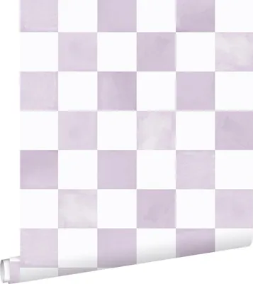 Produktbild von ESTAhome Tapete Karomuster Violett und Weiß 53 cm x 10.05 m