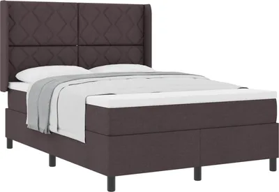 Productafbeelding van vidaXL Boxspringbed met matras, donkerbruin, 140 x 190 cm, met stoffen bekleding