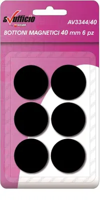 Productafbeelding van Kantoormagneetset, 6 magneten, diameter 40 mm, zwart, kantoormagneten voor het bureau