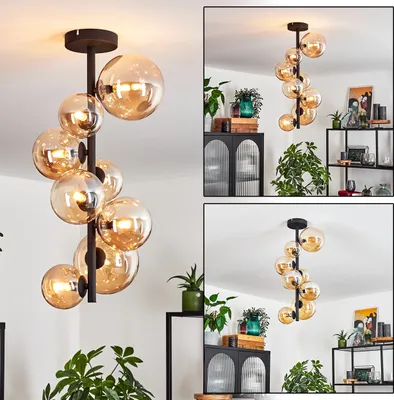 Produktbild von Isorella Deckenlampe aus Metall/Glas in Schwarz/Bernsteinfarben