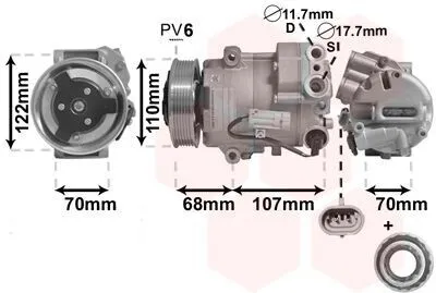 Produktbild von VAN WEZEL 3700K594 CVC6 Klimaanlage Klimakompressor PAG 46 R134a für OPEL Astra J Sports Tourer (P10) ASTRA J Meriva B (S10) Astra J GTC (P10)