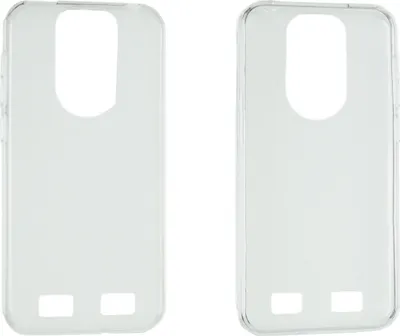 Two clear phone cases are shown side-by-side against a white background.