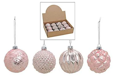 Weihnachtskugeln aus Glas, 12 Stück, Ø 6 cm, rosa