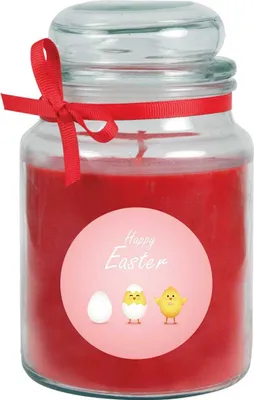 Produktbild von Frohe Ostern Duftkerze im Bonbonglas - viele Motive zur Auswahl, - Brenndauer bis zu 110 Std