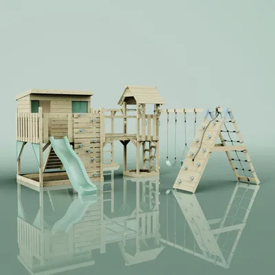 Produktbild von OutdoorToys Spielturm Malin aus Holz in Grün Babyschaukel