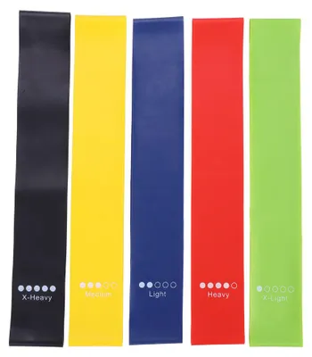 Productafbeelding van 5 stuks yogabandjes voor binnen- en buitengebruik, geschikt voor de sportschool, fitness, training en sportoefeningen