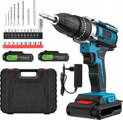 Obrázek produktu pro Akumulátorová vrtačka/šroubovák 2x baterie, nástavce, bity, LED, kufřík, sada XXL, Bedee T-0049