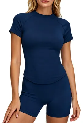 Produktbild von Sportshirt Damen Kurzarm - Atmungsaktives und Schnelltrocknendes Yoga T-Shirt