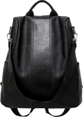 Produktbild von Multi-Pocket Vintage Backpack Rucksack aus weichem Leder mit großer Kapazität, Schwarz