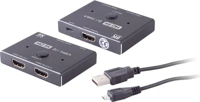 Produktbild von shiverpeaks ®-PROFESSIONAL--HDMI Umschalter 2x1, Metall, 8K60Hz, schwarz (SP05-21001)