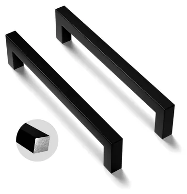 Produktbild von 12 Stück Schrankgriffe Schwarz 128mm Lochabstand für Küchenschränke