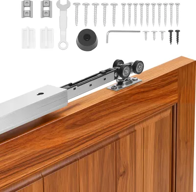 Zdjęcie produktu dla Zestaw okuć do drzwi przesuwnych VEVOR 1746 mm, szyna do drzwi przesuwnych z funkcją Soft-Close zapewniającą płynne i ciche przesuwanie, system drzwi przesuwnych do drzwi pojedynczych (grubość 25–45 mm / szerokość 914 mm), stop aluminium
