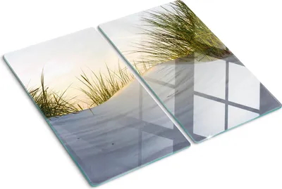 Produktbild von Tulup Glas-Herdabdeckplatte - 2x30x52cm - Glaskeramikkochfeld-Abdeckung Spritzschutz Zweiteilig Küstendünen