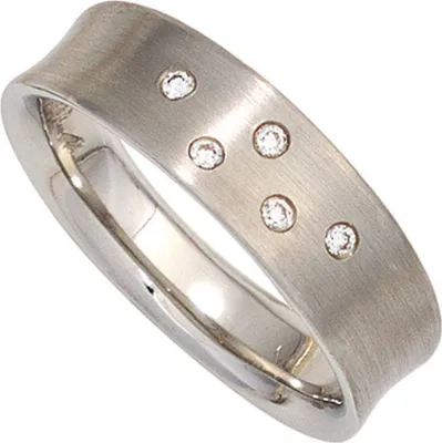 Produktbild von JOBO Damen Ring 950 Platin mattiert 5 Diamanten Brillanten 0,06ct. Platinring Größe 56