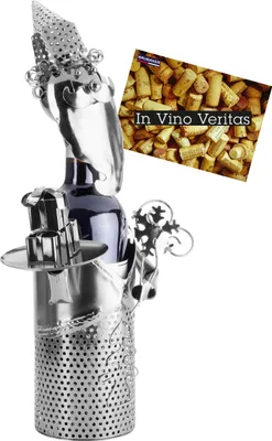 Immagine prodotto di Brubaker portabottiglie da vino Babbo Natale - decorazione natalizia in metallo - portabottiglie - con biglietto d'auguri per regalo vino