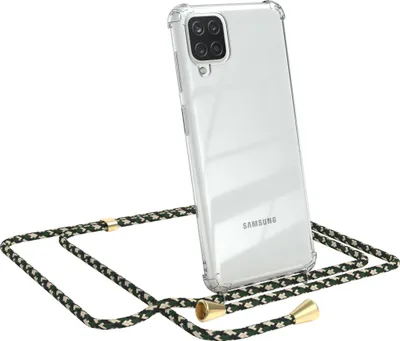 Produktbild von EAZY CASE Handykette kompatibel mit Samsung Galaxy A12, Handyhülle mit Umhängeband, Handykordel, Schutzhülle Clear, Band in Grün