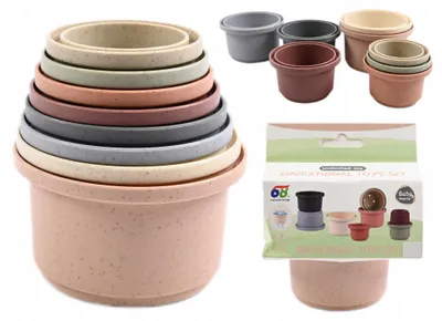 Produktbild von Pastell Stapelbecher Baby Badespielzeug 8er Set Stapelturm Sandspielzeug Kinder