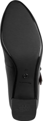 Produktbild von Tamaris Damen Riemchenpumps aus Leder mit überzogenem Blockabsatz 1-22460-45, Größe:39 EU, Farbe:Schwarz