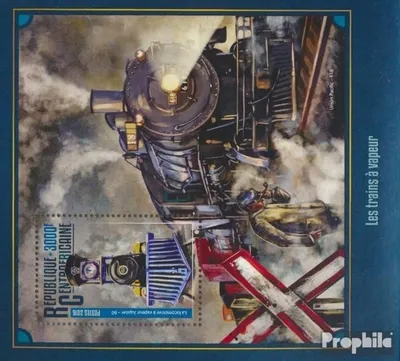 Produktbild von Briefmarken Zentralafrikanische Republik 2016 Mi Block 1449 (kompl. Ausgabe) postfrisch Dampflokomotiven