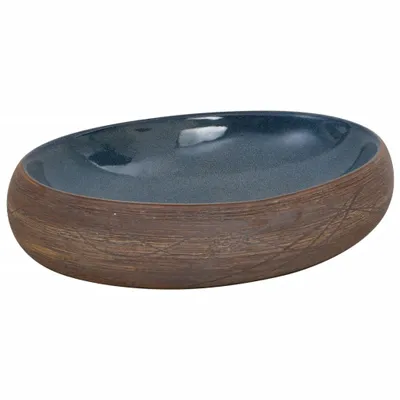 Produktbild von Aufsatzwaschbecken Braun und Blau Oval 59x40x15 cm Keramik