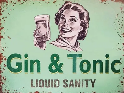 Produktbild von vianmo Holzschild 30x40 cm Alkohol Gin & Tonic liauid sanity