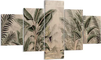 Produktbild von Bild auf Leinwand - Leinwandbild - 5 Teile - Wald Blatt Baum - 125x70cm - Wand Bild - Wanddeko - Wandbilder - Leinwanddruck - Bilder - Wanddekoration - Leinwand bilder - Wandbild - EA125x70-5101