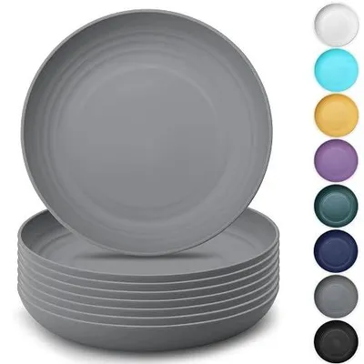 Zdjęcie produktu dla Talerze plastikowe głębokie 9 cali zestaw 8 sztuk na piknik kemping