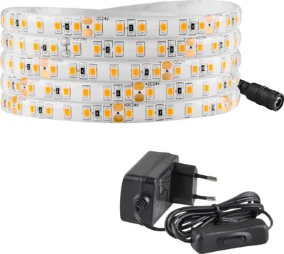 Immagine prodotto di Set LED a striscia 24 V, 5 m, IP65, 2700 K, alimentatore, interruttore ON/OFF 319241 Polux
