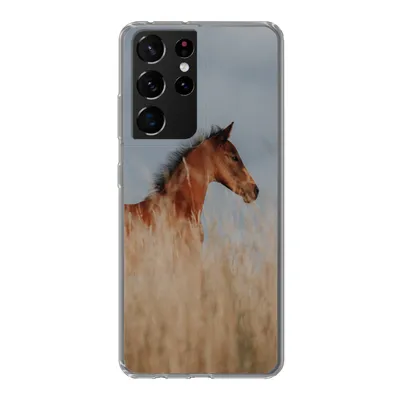 Produktbild von MuchoWow® Handyhülle Schutzhülle Hülle für Samsung Galaxy S21 Ultra Pferd - Luft - Gras Silikon Softcase Handy Hülle - Mobiltelefon
