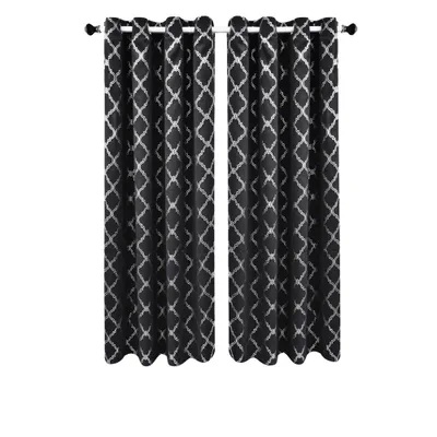 Obrázek produktu pro Topchances Sada 2 záclon 132x240cm Neprůhledné záclony Očka do ložnice Tepelné záclony Balkonová ochrana soukromí Ochrana proti slunci, černá