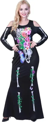 Immagine prodotto di Costume da scheletro XXL da donna con stampa floreale per Halloween