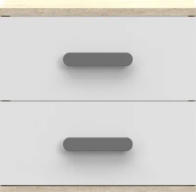 Produktbild von Kinderzimmer-Set Schrank Wandregal Kommode Schreibtisch graue Griffe Jonas III 01 (Sonoma/Weiß) OHNE MATRATZE