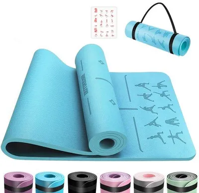 Productafbeelding van Gymnastiekmat TPE Extra Dik Antislip Yoga Pilates Aerobic Meditatie Fitnessmat 183 x 61 cm met Draagriem en Tas - Huidvriendelijk en Per