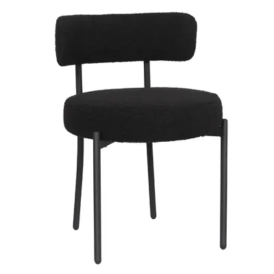 Obrázek produktu pro Jídelní židle Puluomis, sada 8 kusů, kuchyňské židle, polstrované s opěradlem, odnímatelný potah, vlněná látka boucle, barva černá