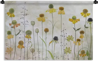 Produktbild von MuchoWow® Wandteppich Wandbehang Stilleben - Ölfarbe - Pflanzen 90x60 cm Tapisserie Dekoration Wandtuch - Wandskulpturen - Bildteppich