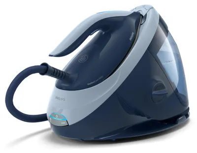 Produktbild von Philips PerfectCare Bügelstation, Keramikbügelsohle, 120 g/min konstanter Dampf, 8.0 bar, 2100 W, Blau (PSG7030/20)