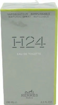 Zdjęcie produktu dla Hermes H24, Mężczyźni, 100 ml, Butelka jednorazowa, Spray, Alcohol, Aqua (Water), Parfum (Fragrance), Limonene, Ethylhexyl Methoxycinnamate, BHT, Benzyl..., 1 szt.