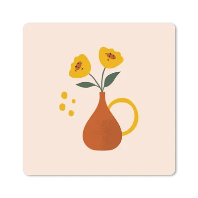 Produktbild von MuchoWow® Mauspad Mousepad Vase - Blumen - Pastell 20x20 cm - Mousepads - Maus Mat - Pad - Mausunterlage - Desk Mat - Bureauartikeln