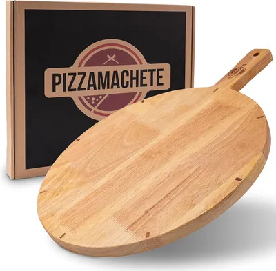 Image de Planche à pizza de 30,5 cm, en bois de hêtre, forme ronde, idéale pour servir et pour la cuisine