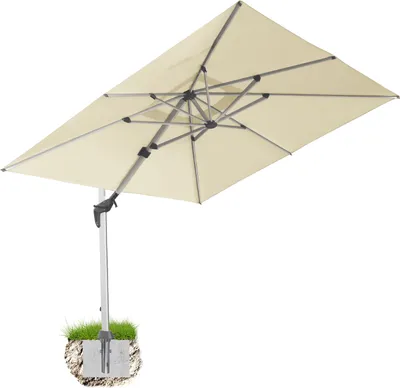Produktbild von anndora Ampelschirm Aluminium natur weiß 3m x 4m quadratisch - 360º drehbar - komplett schwenkbar neigbar - inklusive Bodenanker