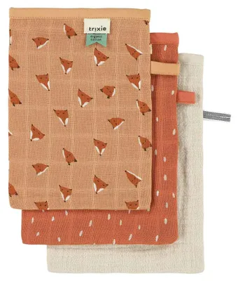 Produktbild von Trixie Baby Waschlappen orange 3er-Pack - weiche Tetra Fierce Fox