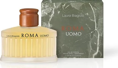 Obrázek produktu pro Laura Biagiotti Roma Uomo, Pánské, 40 ml, Nedoplnitelná lahvička, Bazalka, Grep, Laurel, Mandarinka, Pelargónie, Jantar, Cedr, Massoia, Pižmo, Santalové dřevo, Vanilka